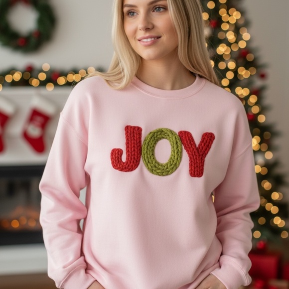 Joy Sweatshirt Faux Yarn simple but pretty White S M L XL XXL Soft realistic 3D - Picture 4 of 13